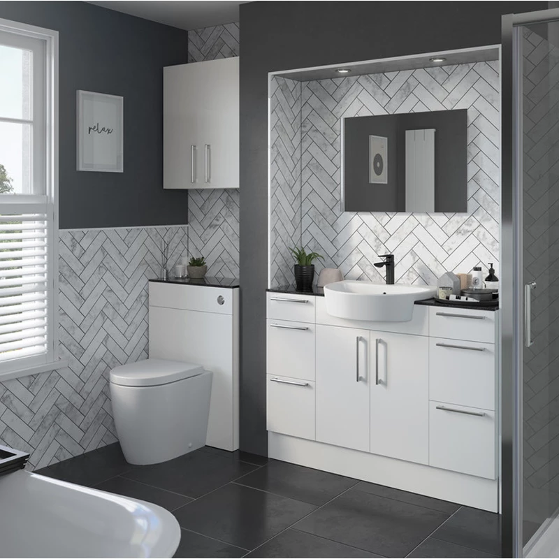 Signature Oslo Floor Standing 2-Door Vanity Unit 500mm Wide - White Gloss 6 Signature Oslo Floor Standing 2-Door Vanity Unit 500mm Wide - White Gloss - Image 4