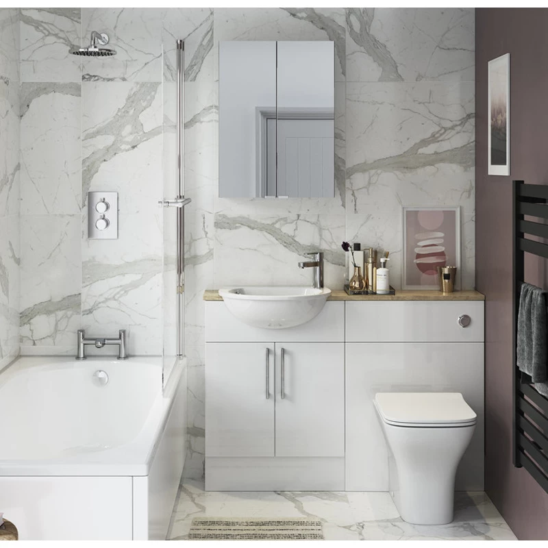 Signature Oslo Floor Standing 2-Door Vanity Unit 500mm Wide - White Gloss 3 Signature Oslo Floor Standing 2-Door Vanity Unit 500mm Wide - White Gloss