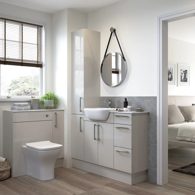 Signature Oslo Floor Standing 2-Door Slim Vanity Unit 600mm Wide - Light Grey Gloss 3 Signature Oslo Floor Standing 2-Door Slim Vanity Unit 600mm Wide - Light Grey Gloss