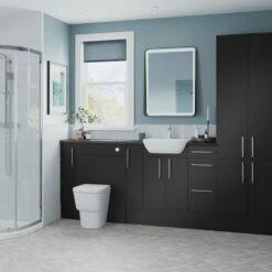 Signature Oslo Floor Standing 1-Door Slim Base Unit 200mm Wide - Matt Graphite Grey -HEATANDPLUMB Sales signature oslo vanity unit dift2016 1 5