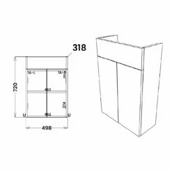 Signature Oslo Floor Standing 2-Door Vanity Unit 500mm Wide - White Gloss 8 Signature Oslo Floor Standing 2-Door Vanity Unit 500mm Wide - White Gloss -HEATANDPLUMB Sales signature oslo vanity unit sign103351