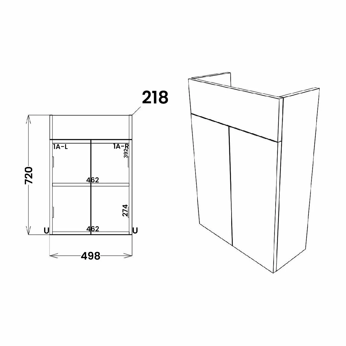 Signature Oslo Floor Standing 2-Door Slim Vanity Unit 500mm Wide - Nebraska Oak 4 Signature Oslo Floor Standing 2-Door Slim Vanity Unit 500mm Wide - Nebraska Oak - Image 2