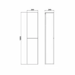 Signature Randers Wall Hung 2-Door Tall Unit 350mm Wide - Matt Indigo