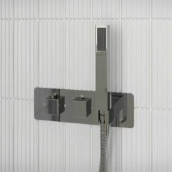 Signature Ritual Thermostatic Dual Concealed Mixer Shower With Shower Kit + Brass Fixed Shower Head - Chrome -HEATANDPLUMB Sales signature ritual complete mixer shower sign105897 1 2