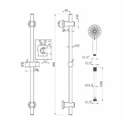 Signature Round Premium Shower Slide Rail Kit With Three Function Handset - Stainless Steel