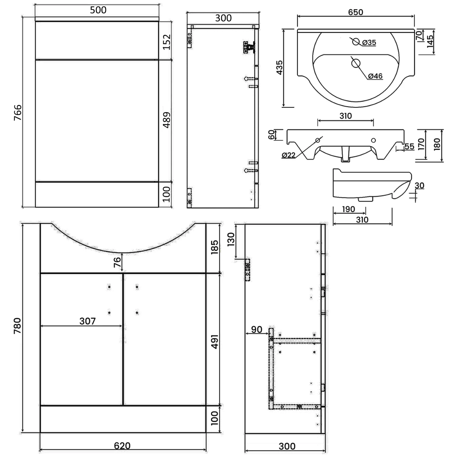 Signature Skyline Combination Unit With Ceramic Basin 1155mm Wide - White Gloss 4 Signature Skyline Combination Unit With Ceramic Basin 1155mm Wide - White Gloss - Image 2
