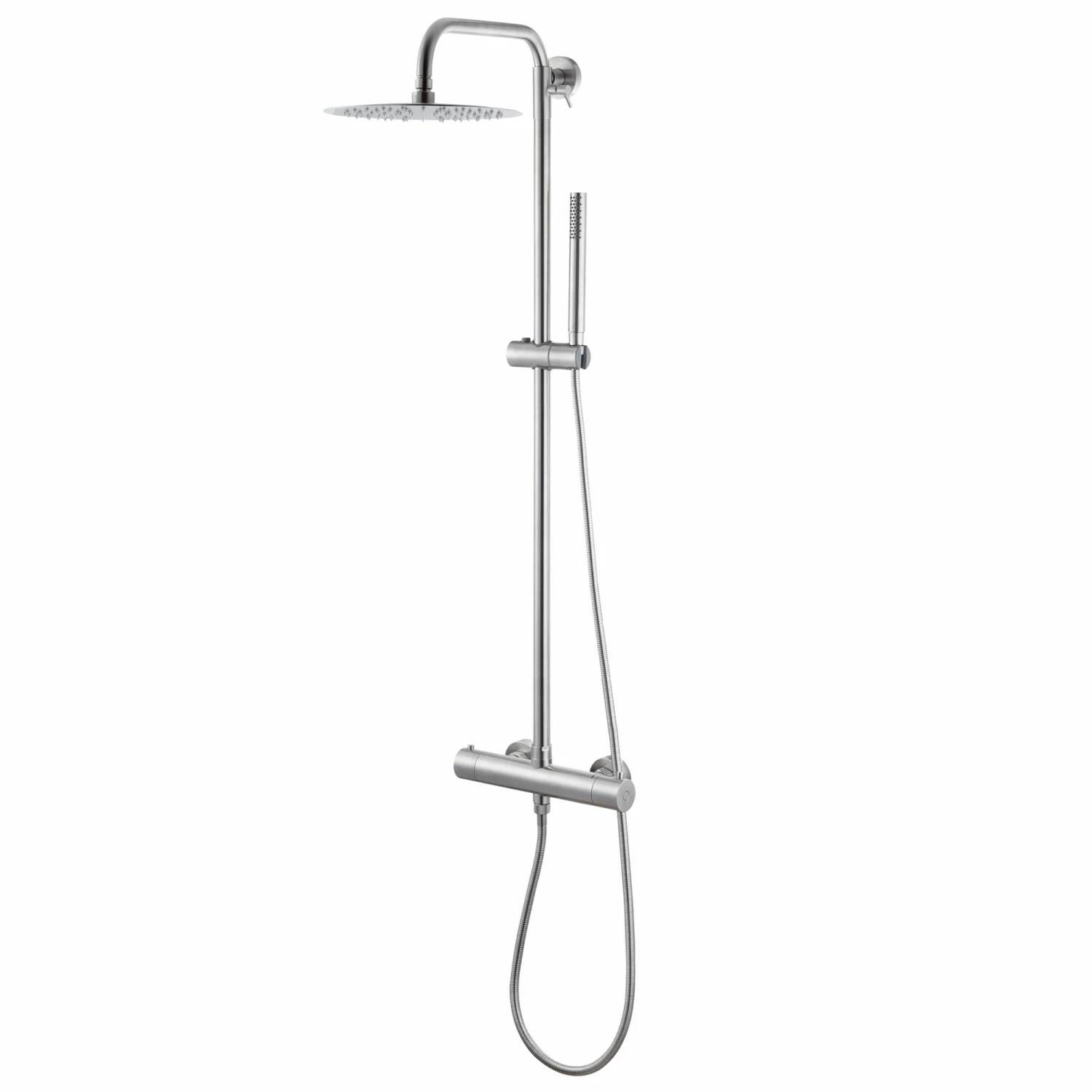 Vema Thermostatic Bar Mixer Shower With Shower Kit + Fixed Head - Stainless Steel 3 Vema Thermostatic Bar Mixer Shower With Shower Kit + Fixed Head - Stainless Steel