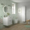 Signature Umea Wall Hung 1-Door Tall Unit 350mm Wide - Matt White -HEATANDPLUMB Sales signature statement bathroom furniture dift2240 1