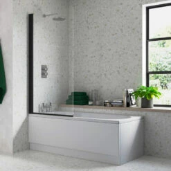 Signature Single Straight Square Bath Screen 1500mm H X 800mm W - 6mm Glass