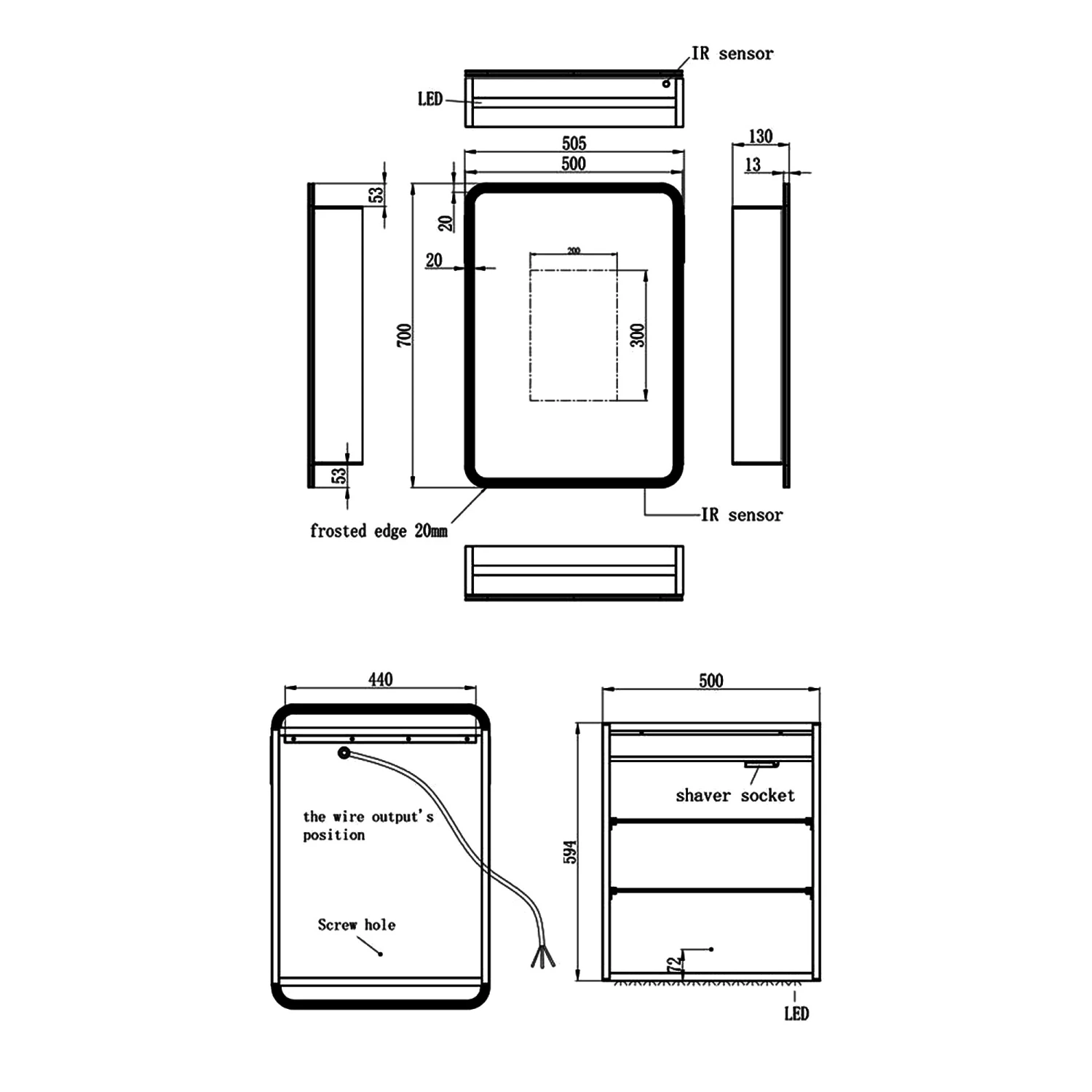 Signature Theo 1-Door LED Mirrored Bathroom Cabinet With Demister Pad 700mm H X 500mm W 5 Signature Theo 1-Door LED Mirrored Bathroom Cabinet With Demister Pad 700mm H X 500mm W - Image 3