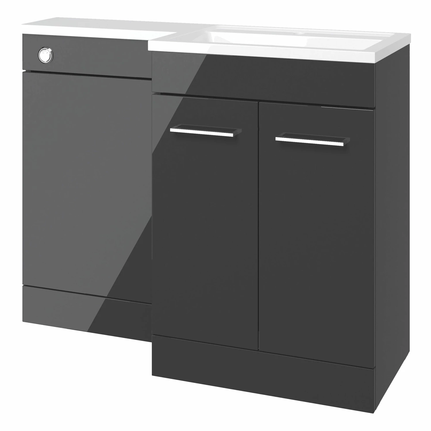 Signature Gothenburg RH Combination Unit With Polymarble Basin 1100mm Wide - Anthracite Gloss 4 Signature Gothenburg RH Combination Unit With Polymarble Basin 1100mm Wide - Anthracite Gloss - Image 2