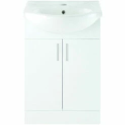 Signature Skyline Floor Standing 2-Door Vanity Unit With Basin 560mm Wide - White Gloss 5 Signature Skyline Floor Standing 2-Door Vanity Unit With Basin 560mm Wide - White Gloss -HEATANDPLUMB Sales signature vista vanity unit diftp2062