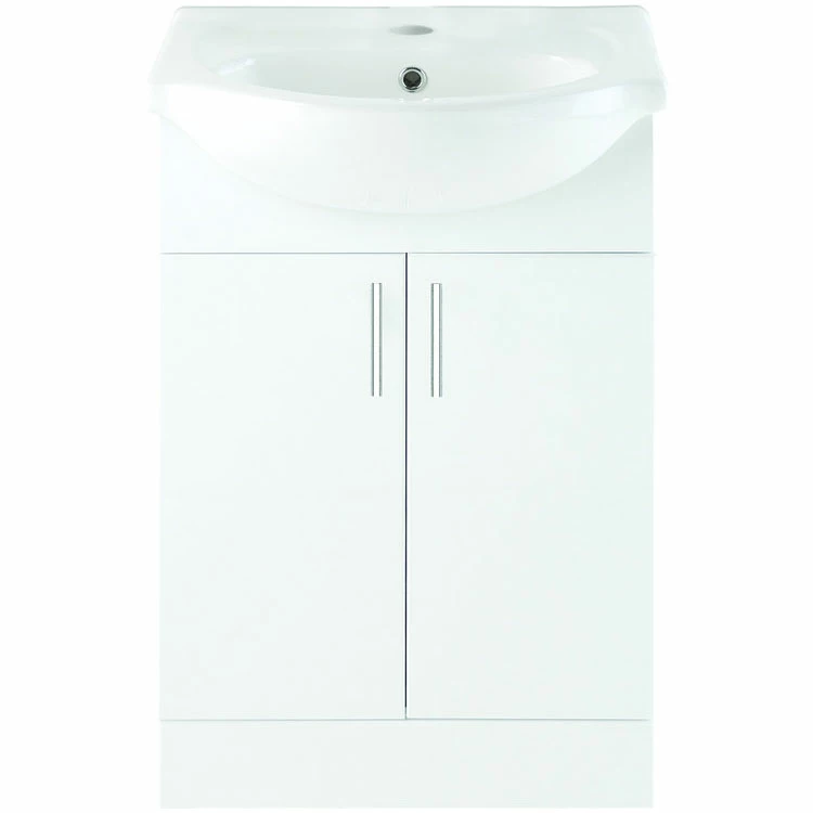 Signature Skyline Floor Standing 2-Door Vanity Unit With Basin 560mm Wide - White Gloss 4 Signature Skyline Floor Standing 2-Door Vanity Unit With Basin 560mm Wide - White Gloss - Image 2