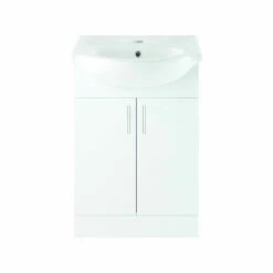 Signature Skyline Floor Standing 2-Door Vanity Unit With Basin And Mirror 560mm Wide - White Gloss -HEATANDPLUMB Sales signature vista vanity unit diftp2160 1