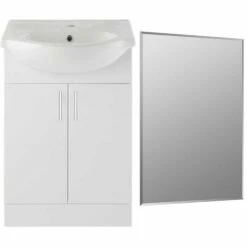 Signature Skyline Floor Standing 2-Door Vanity Unit With Basin And Mirror 560mm Wide - White Gloss -HEATANDPLUMB Sales signature vista vanity unit diftp2160 4