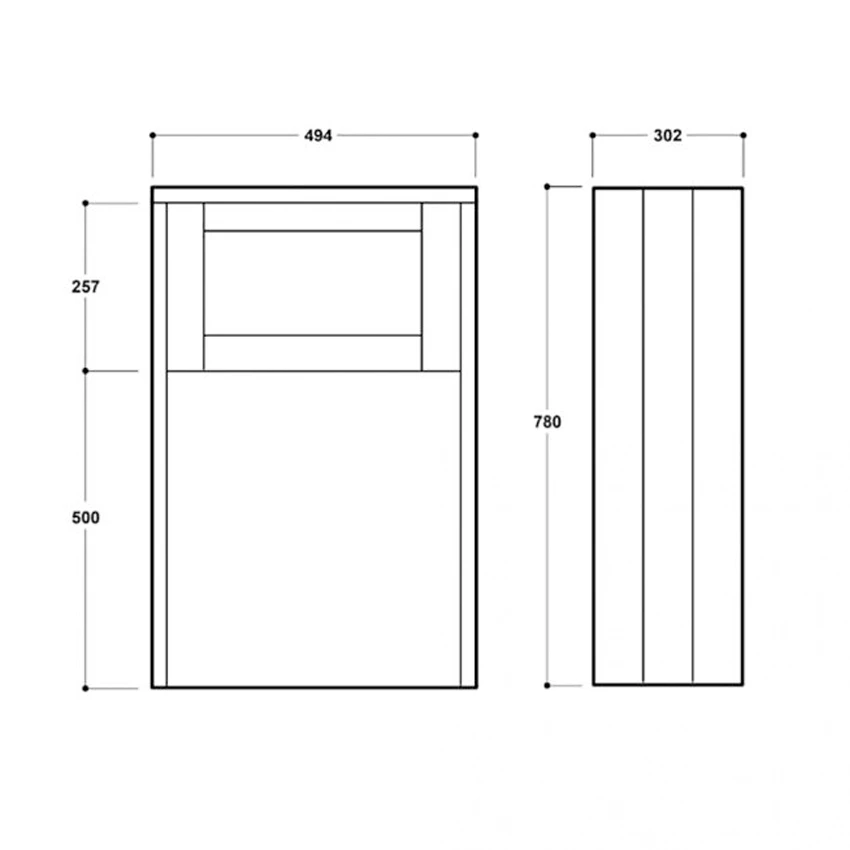 Delphi Henbury Back To Wall WC Unit 500mm Wide - Grey 3 Delphi Henbury Back To Wall WC Unit 500mm Wide - Grey