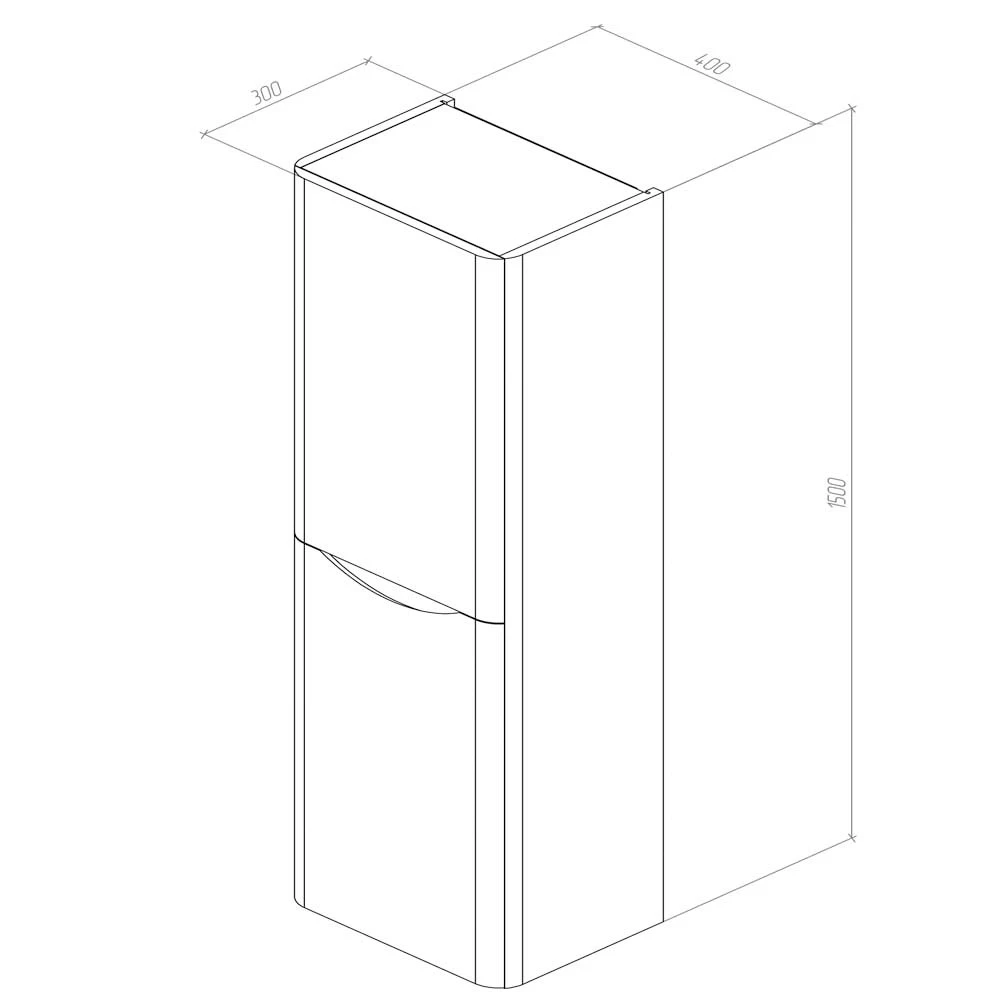 Delphi Kiev Wall Hung 2-Door Tall Unit 400mm Wide - Grey Matt 4 Delphi Kiev Wall Hung 2-Door Tall Unit 400mm Wide - Grey Matt - Image 2