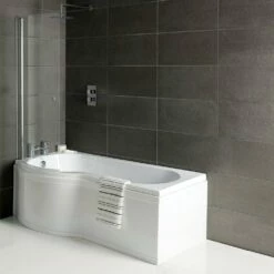 Delphi Zeya P-Shaped Standard Shower Bath 1500mm X 700/800mm - Left Handed -HEATANDPLUMB Sales synergy zeya bath sy zb15lp 1 1