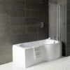 Delphi Zeya P-Shaped Premier Shower Bath 1500mm X 700/800mm - Right Handed -HEATANDPLUMB Sales synergy zeya bath sy zb15rp 1
