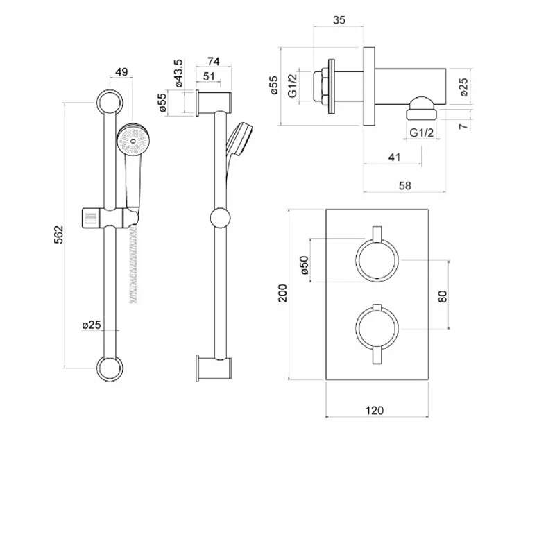 Delphi Acksor Thermostatic Dual Concealed Mixer Shower With Shower Kit - Chrome 3 Delphi Acksor Thermostatic Dual Concealed Mixer Shower With Shower Kit - Chrome