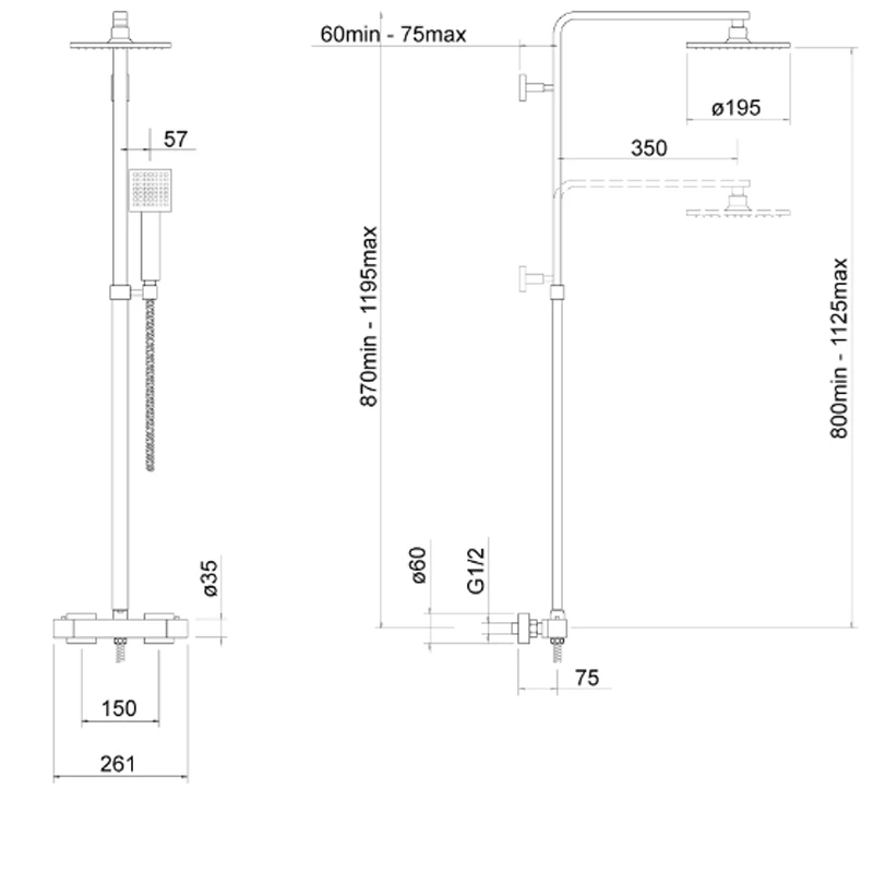 Delphi Zacha Thermostatic Bar Mixer Shower With Shower Kit + Fixed Shower Head - Chrome 4 Delphi Zacha Thermostatic Bar Mixer Shower With Shower Kit + Fixed Shower Head - Chrome - Image 2
