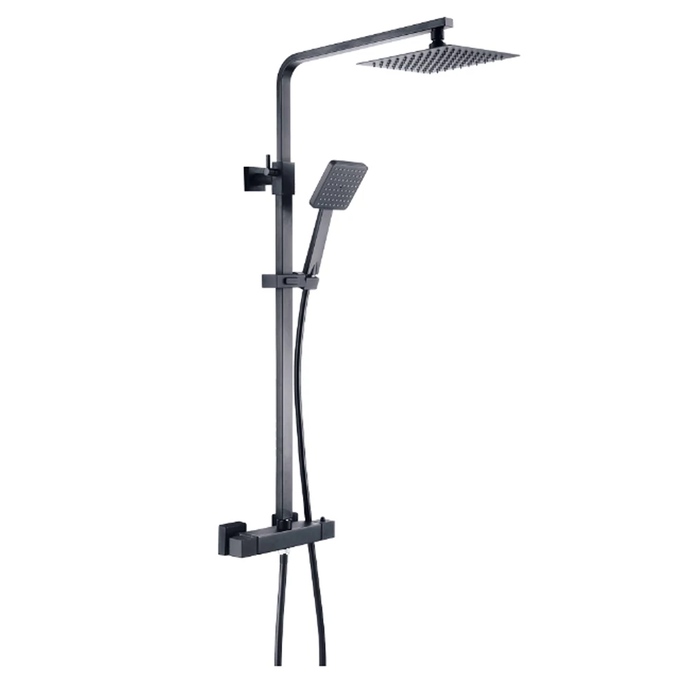 Delphi Zacha Thermostatic Bar Mixer Shower With Shower Kit + Fixed Shower Head - Black 4 Delphi Zacha Thermostatic Bar Mixer Shower With Shower Kit + Fixed Shower Head - Black - Image 2