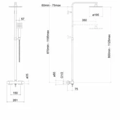 Delphi Zacha Thermostatic Bar Mixer Shower With Shower Kit + Fixed Shower Head - Black