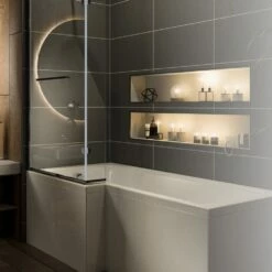 Trojan Solarna L-Shaped Shower Bath 1700mm X 700mm/850mm Left Handed - No Tap Hole