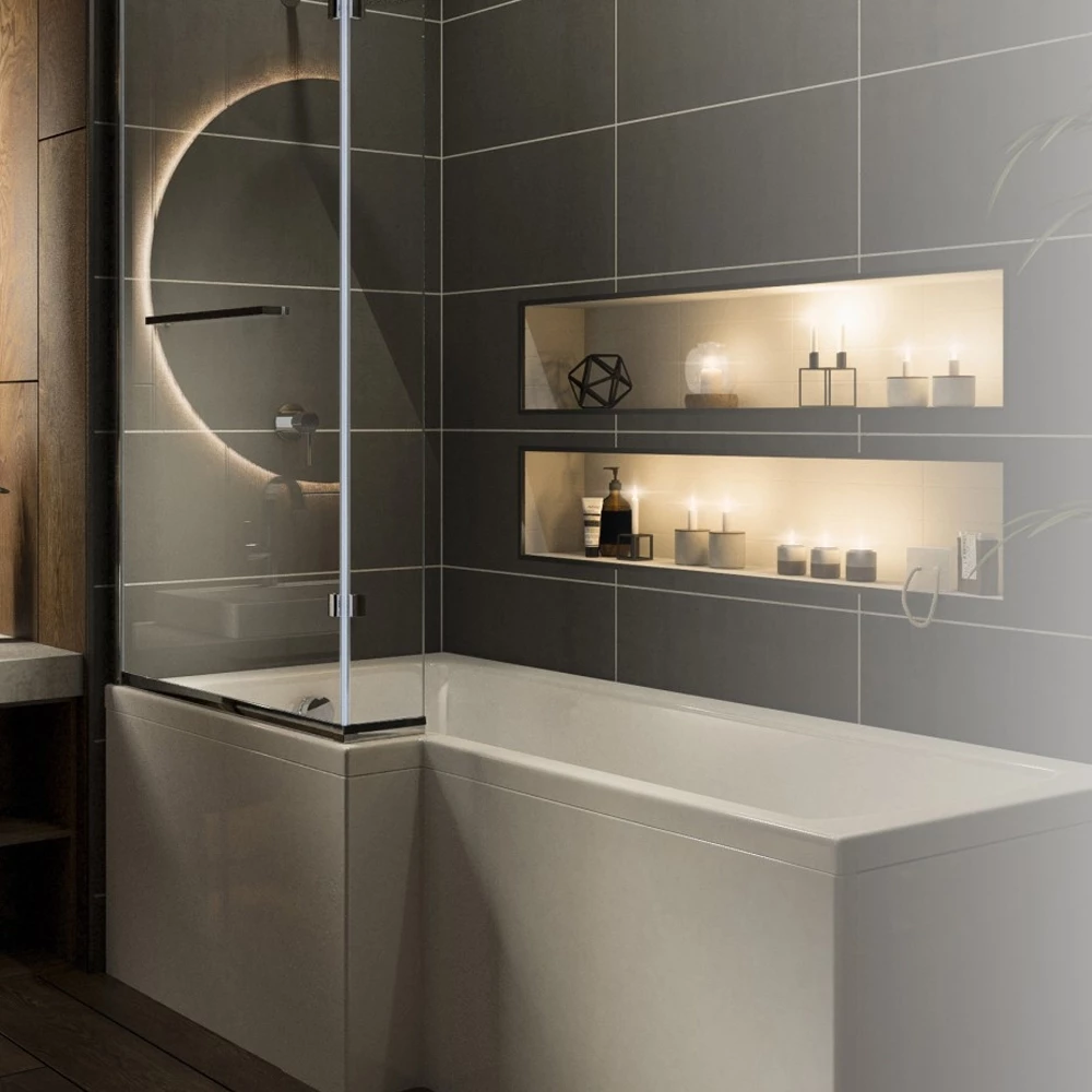 Trojan Solarna L-Shaped Shower Bath 1700mm X 700mm/850mm Left Handed - No Tap Hole 3 Trojan Solarna L-Shaped Shower Bath 1700mm X 700mm/850mm Left Handed - No Tap Hole