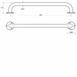 Twyford Doc M Support Grab Rail Exposed Fittings 600mm Length - Blue