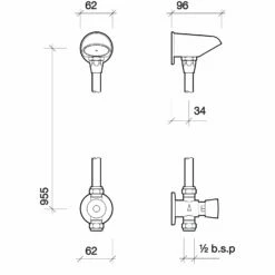 Twyford Sola Non Concussive Shower Valve With Vandal Resistant Shower Head - Chrome