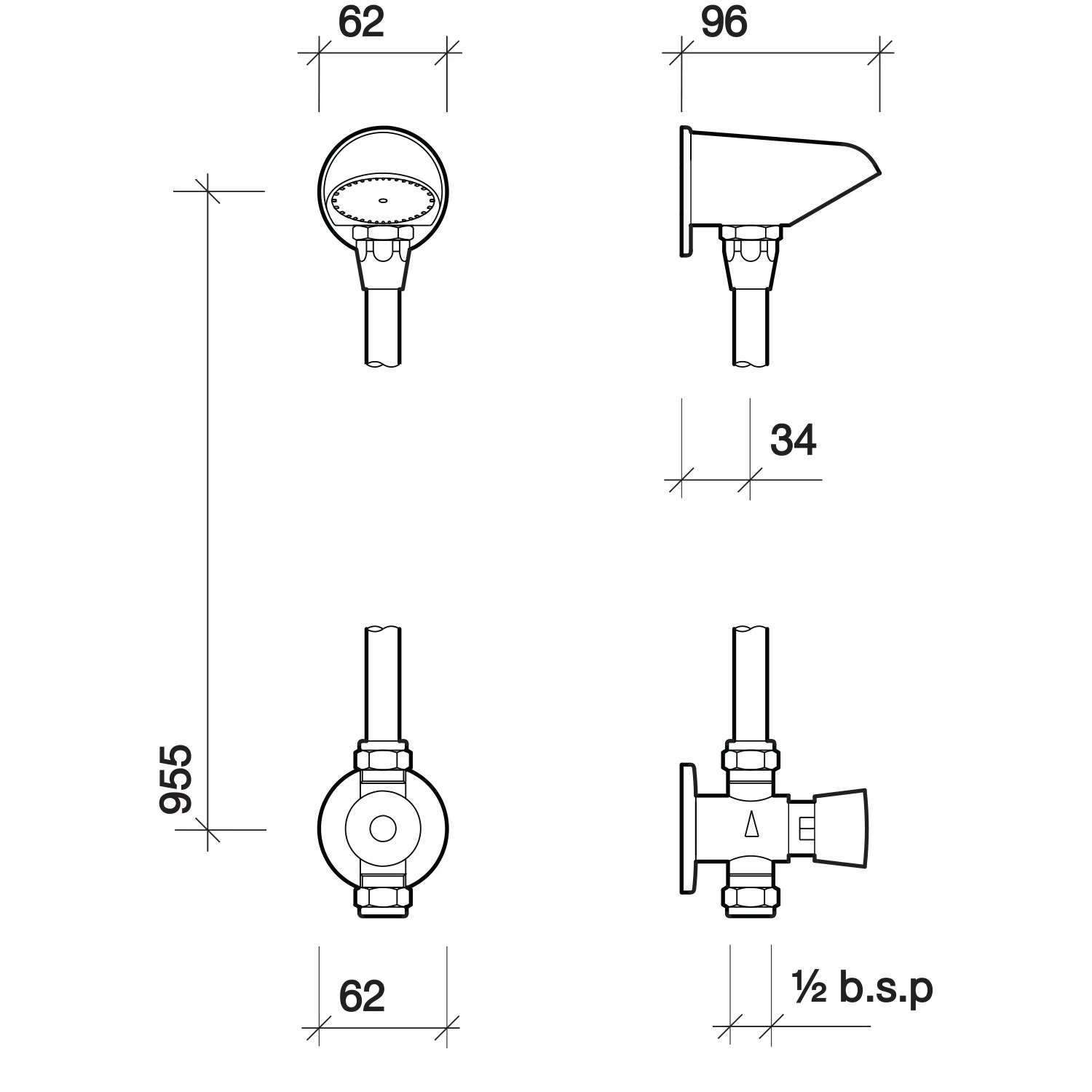 Twyford Sola Non Concussive Shower Valve With Vandal Resistant Shower Head - Chrome 3 Twyford Sola Non Concussive Shower Valve With Vandal Resistant Shower Head - Chrome