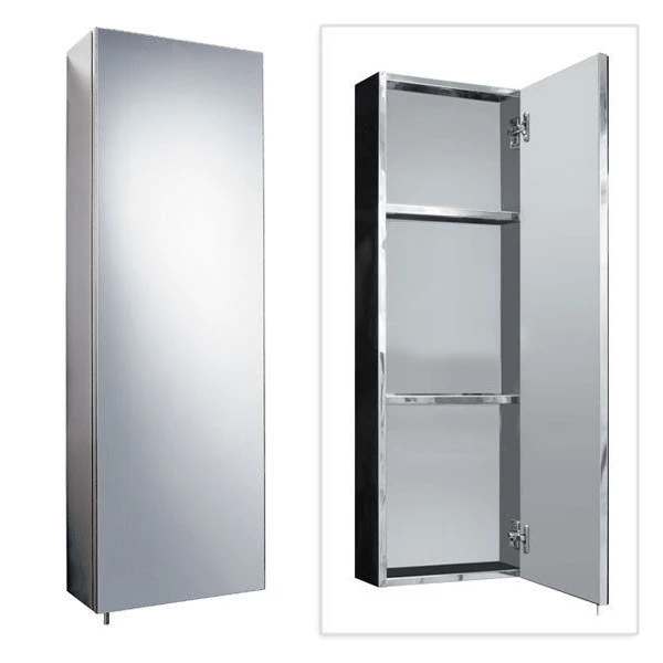 Verona Alcove Corner Mirrored Bathroom Cabinet 300mm Wide - Stainless Steel 5 Verona Alcove Corner Mirrored Bathroom Cabinet 300mm Wide - Stainless Steel - Image 3