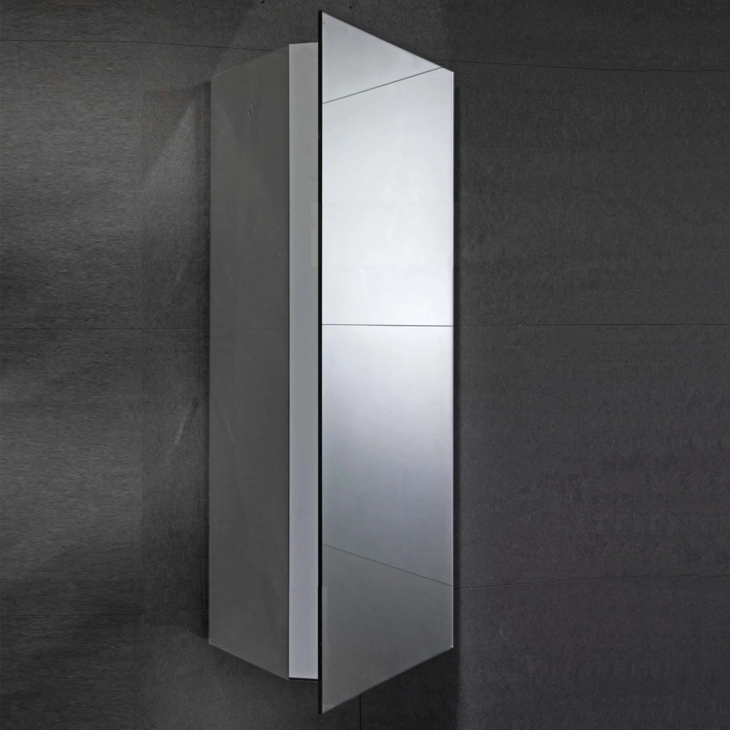 Verona Alcove Corner Mirrored Bathroom Cabinet 300mm Wide - Stainless Steel 4 Verona Alcove Corner Mirrored Bathroom Cabinet 300mm Wide - Stainless Steel - Image 2