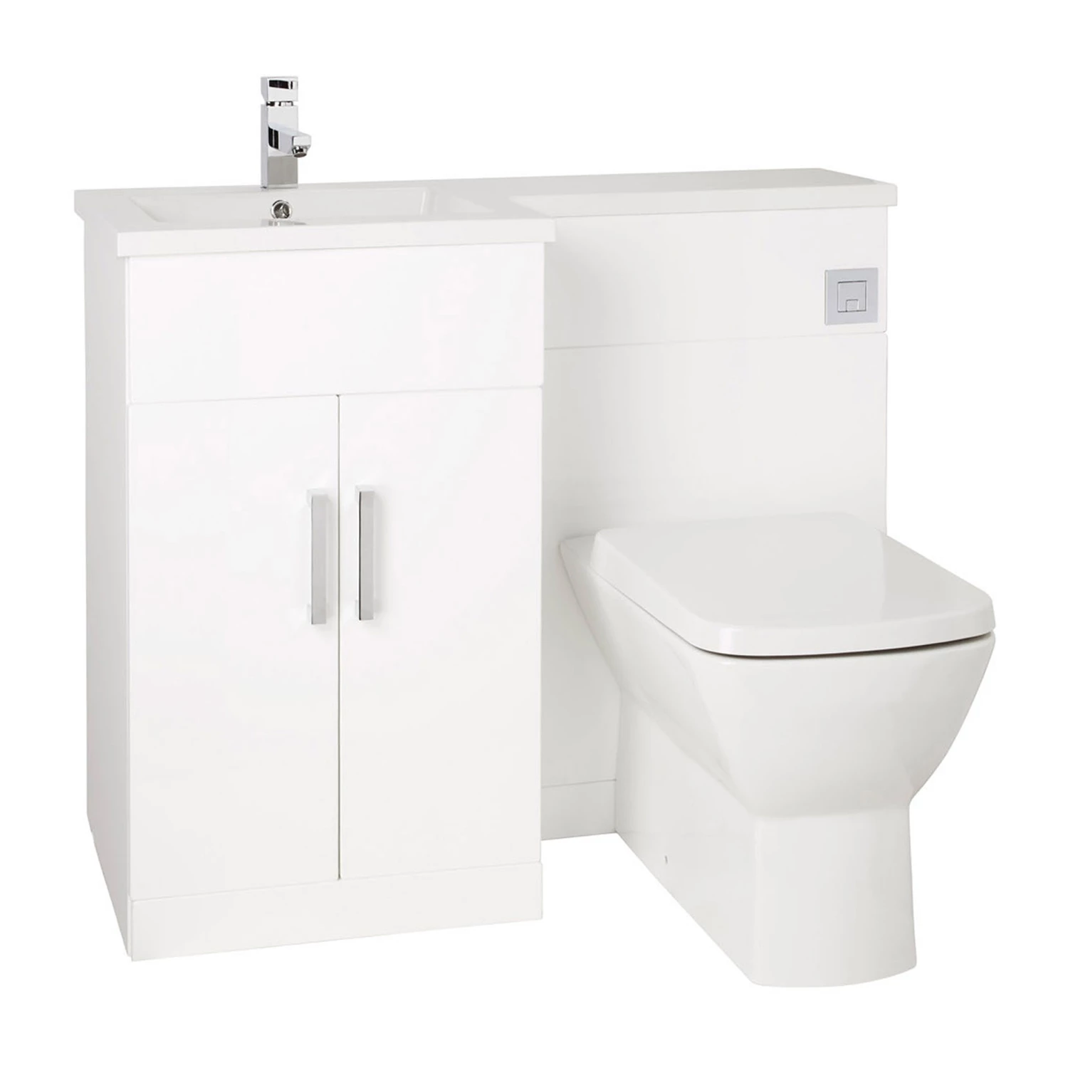 Verona Aquatrend Petite Combination Unit With Basin And Worktop 1100mm Wide LH - Gloss White 5 Verona Aquatrend Petite Combination Unit With Basin And Worktop 1100mm Wide LH - Gloss White - Image 3