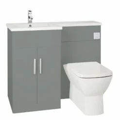 Verona Aquatrend Petite Combination Unit With Basin And Worktop 1100mm Wide LH - Dust Grey