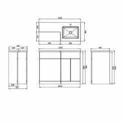 Verona Aquatrend Petite Combination Unit With Basin And Worktop 1100mm Wide RH - Dust Grey -HEATANDPLUMB Sales verona aquatrend petite bathroom furniture cv29253 421 cv29254 421 cv8591r h 1 1
