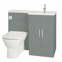 Verona Aquatrend Petite Combination Unit With Basin And Worktop 1100mm Wide RH - Dust Grey