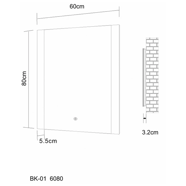 Verona Ashbourne LED Bathroom Mirror With Touch Sensor & Demister 800mm H X 600mm W 5 Verona Ashbourne LED Bathroom Mirror With Touch Sensor & Demister 800mm H X 600mm W - Image 3