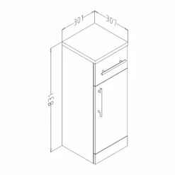 Verona Bianco 1-Door Storage Unit 300mm Wide - Gloss White