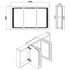 Verona Designer Line 3-Door Mirrored Bathroom Cabinet 1000mm Wide -HEATANDPLUMB Sales verona designer bathroom cabinet vemdr3 1