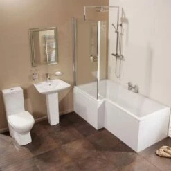 Verona Edge Complete L-Shaped Shower Bath 1700mm X 700mm/850mm - Left Handed -HEATANDPLUMB Sales verona edge bath ve71bl 2