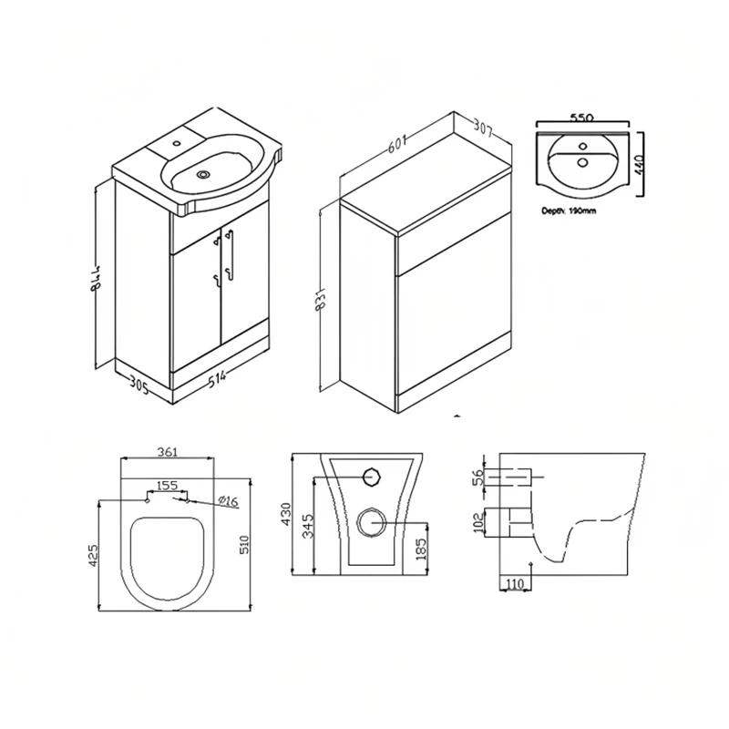 Verona F60S Combination Unit With 600mm WC Unit - Gloss White 3 Verona F60S Combination Unit With 600mm WC Unit - Gloss White