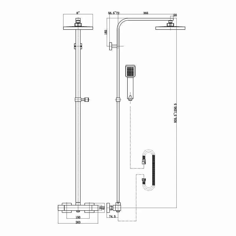 Verona Geo Bar Mixer Shower With Shower Kit + Fixed Head 4 Verona Geo Bar Mixer Shower With Shower Kit + Fixed Head - Image 2