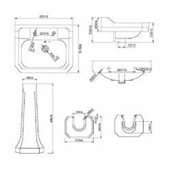 HEATANDPLUMB Sales 34 Verona Holborn Basin With Full Pedestal 610mm Wide - 2 Tap Hole