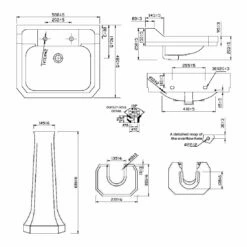 HEATANDPLUMB Sales 26 Verona Holborn Basin With Full Pedestal 560mm Wide - 2 Tap Hole