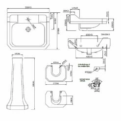 Verona Holborn Basin With Full Pedestal 560mm Wide - 1 Tap Hole 9 Verona Holborn Basin With Full Pedestal 560mm Wide - 1 Tap Hole -HEATANDPLUMB Sales verona holborn basin bbcb112m bbcp112 1