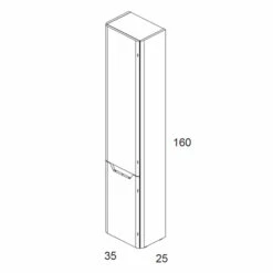 Royo Life Left Handed Wall Hung 2-Door Tall Unit 350mm Wide - Samara Ash