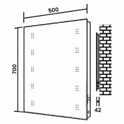 Verona Reflection LED4 Bathroom Mirror 700mm H X 500mm W LED Illuminated