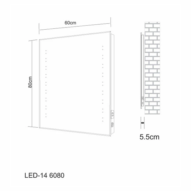 Verona Reflection Beveled Bathroom Mirror 800mm H X 600mm W LED Illuminated 4 Verona Reflection Beveled Bathroom Mirror 800mm H X 600mm W LED Illuminated - Image 2